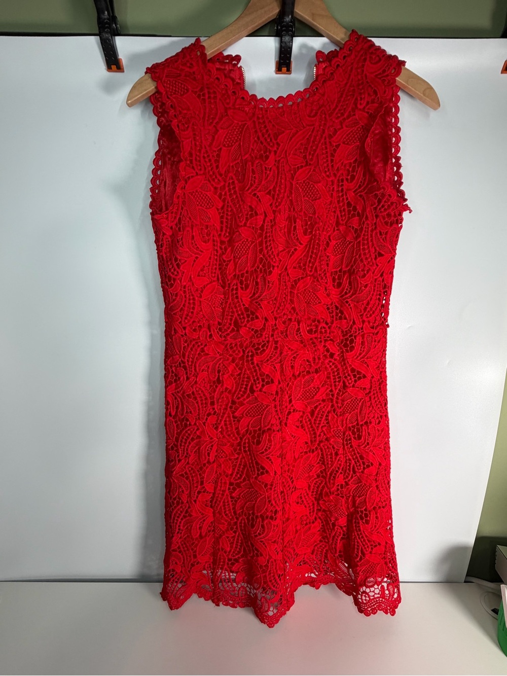 Jade by Melody Tam Red Floral Lace Sleeveless Dress XS